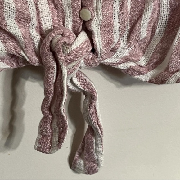 Rails Sloane Rose Stripe Tie-front Top Linen Blend Women’s Size Large - Picture 3 of 10